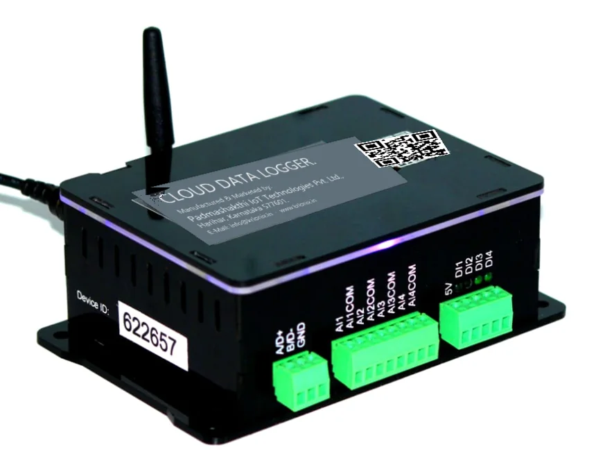 Krionix cloud data logger with 4G antenna, analog and digital inputs