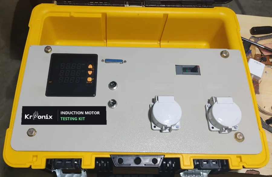 Krionix portable induction motor testing kit in a rugged yellow case