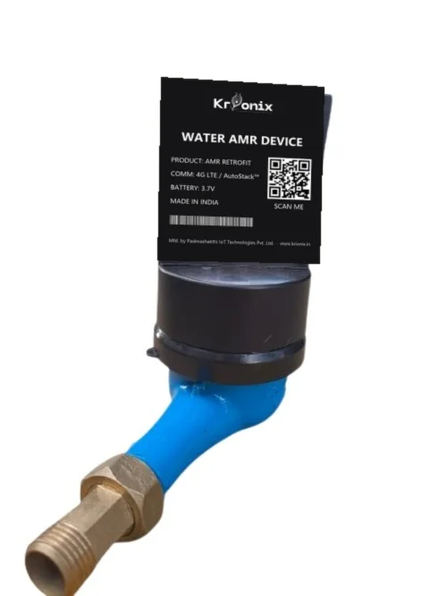 Krionix water AMR device on a pipe connection